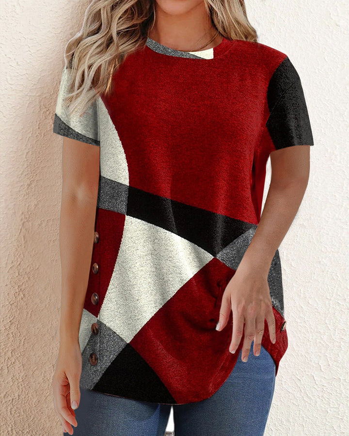 Kontrast T-shirt med geometriskt tryck