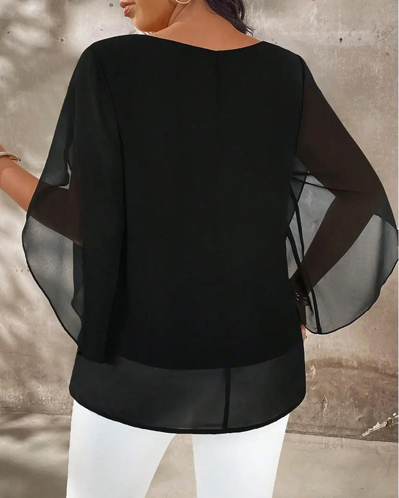 Blus Rundhalsad Oregelbunden Solid