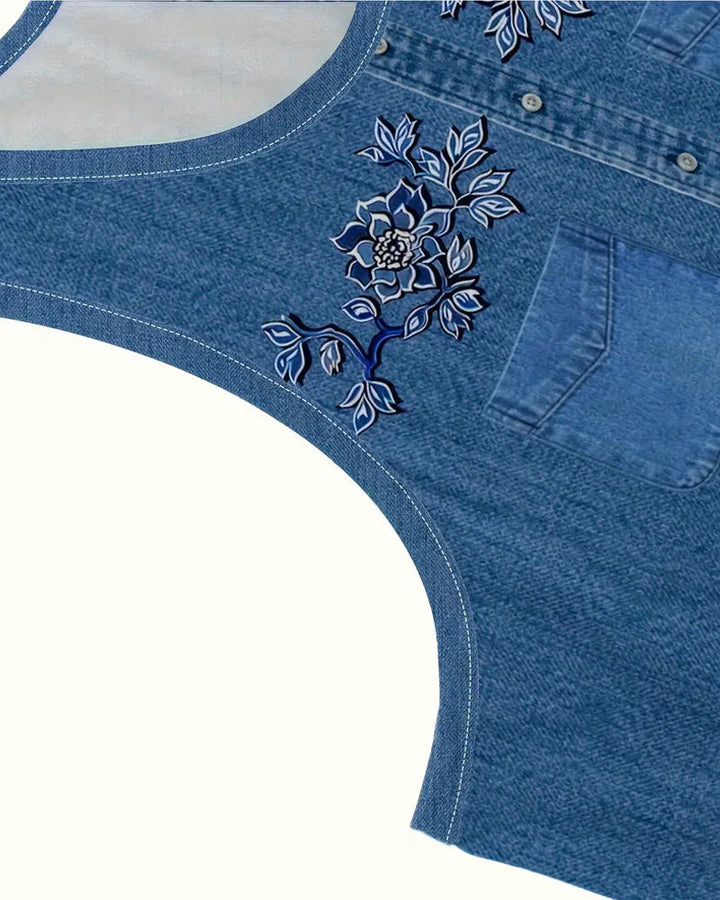 Klänning Ärmlös Imitation Denim
