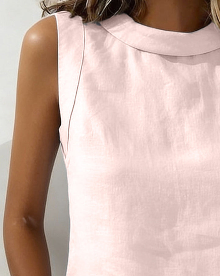 Blus Kraglös Ärmlös Elegant