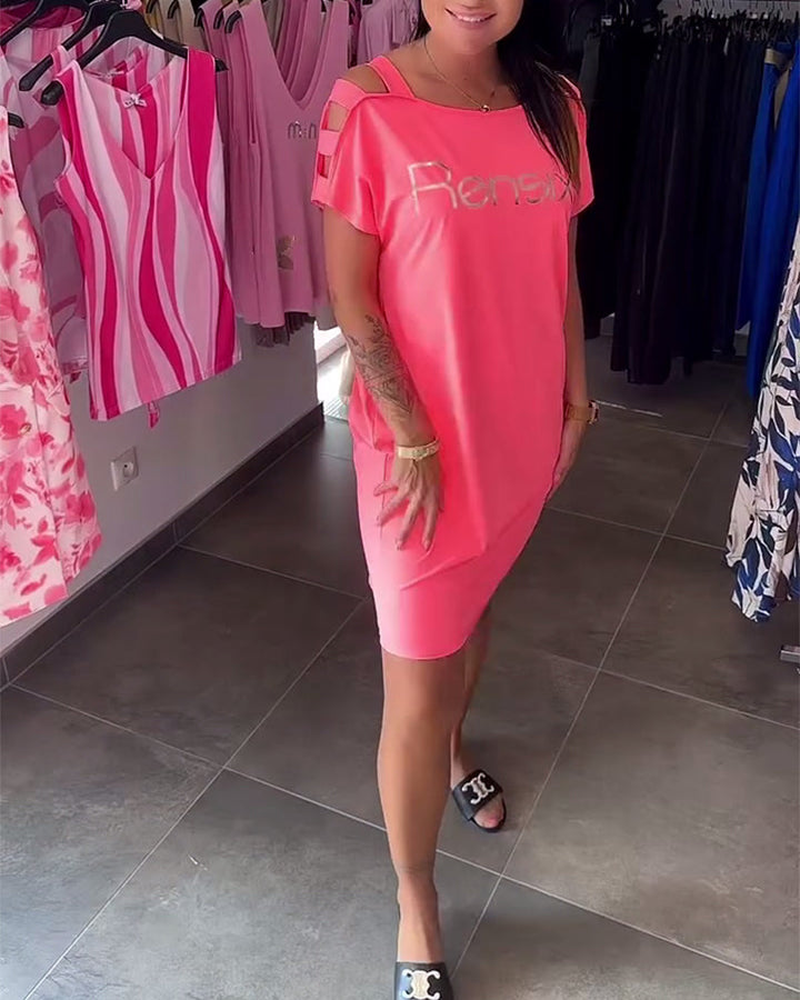 Klänning Off-Shoulder Tryckt Moderiktig