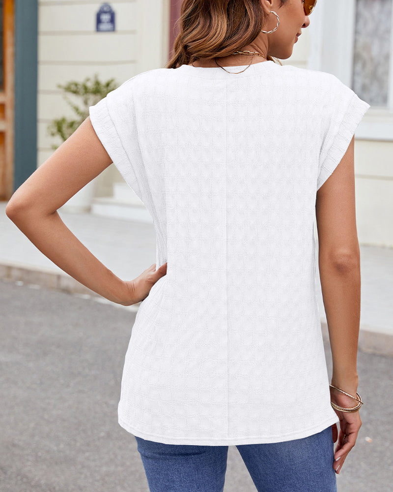T-Shirt Rund Hals Enfärgad Kort Ärm