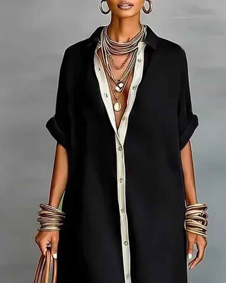 Skjortklänning Elegant Slagkrage Draperad