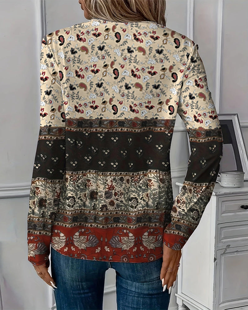 T-shirt retro mode casual tryckt