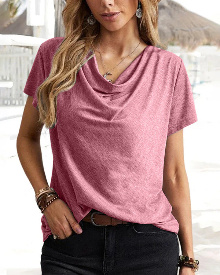 Cowl Neck T-shirt med korta ärmar