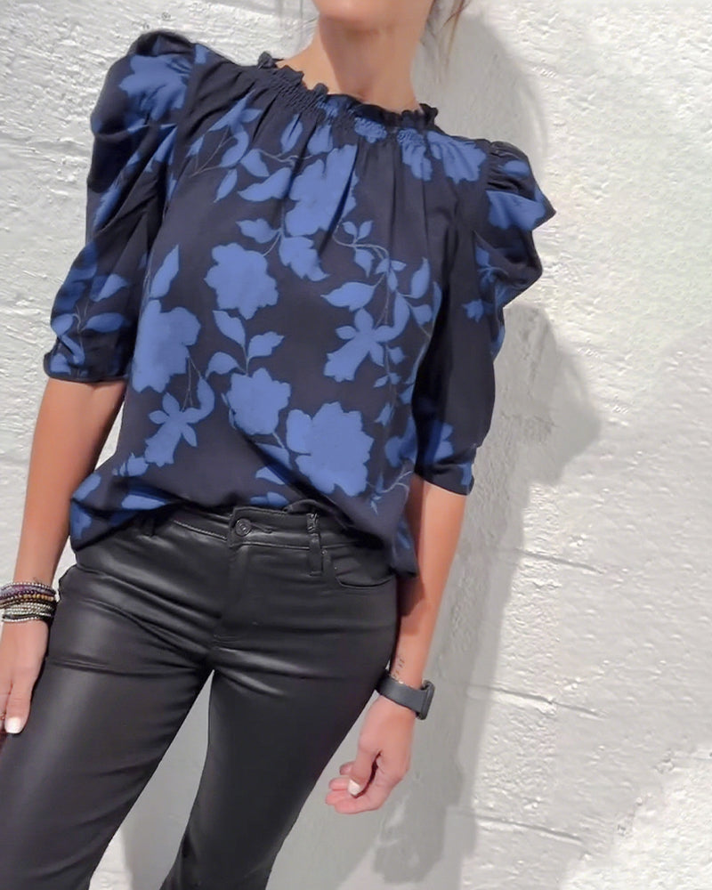 Blus Puffärm Rysch