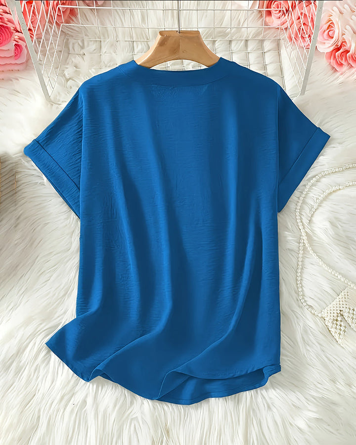 Blus Lös Enfärgad Damsk Casual