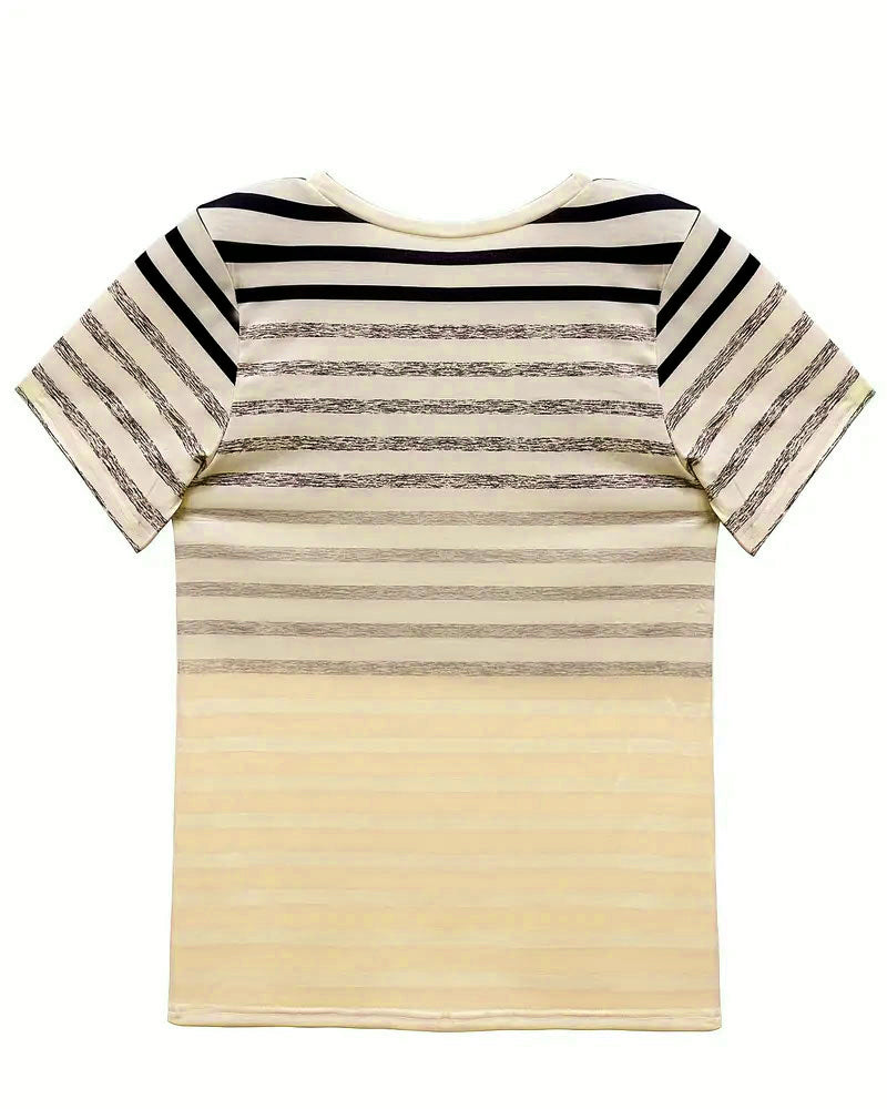 T-Shirt Rund Hals Kort Ärm Randig