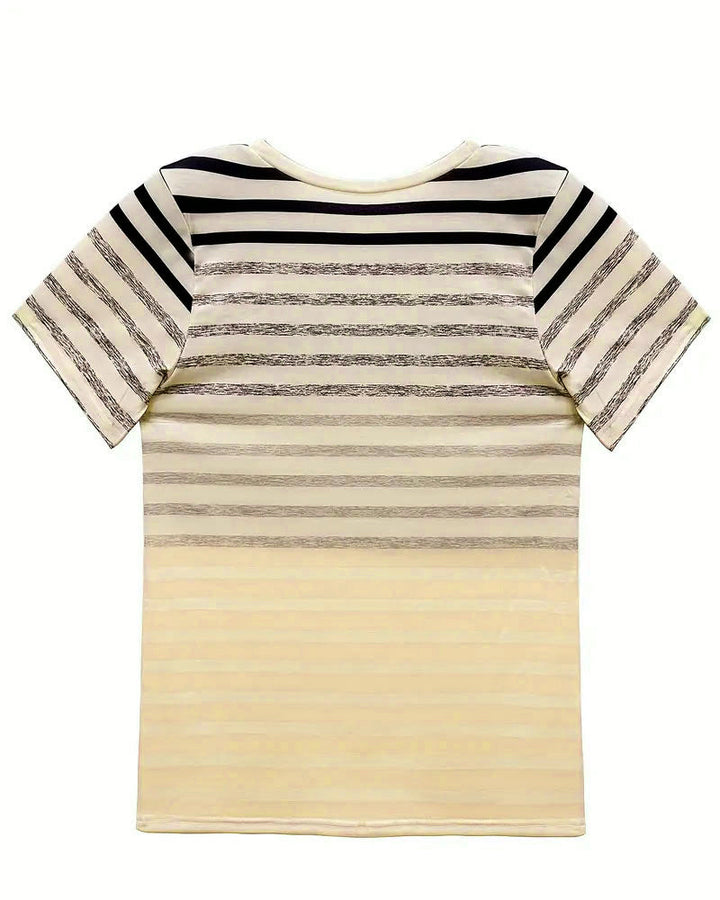 T-Shirt Rund Hals Kort Ärm Randig
