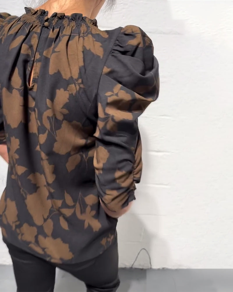 Blus Puffärm Rysch