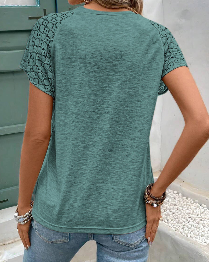 T-shirt enfärgad ihålig rund hals smal