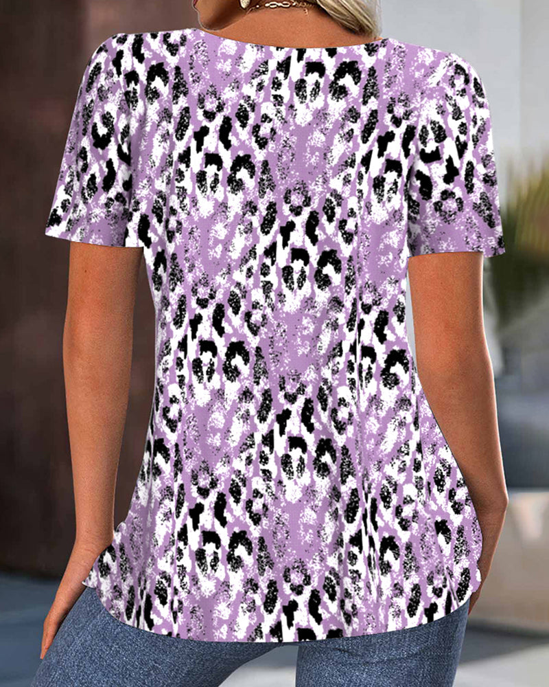 T-shirt Rund Hals Kort Ärm Tryckt