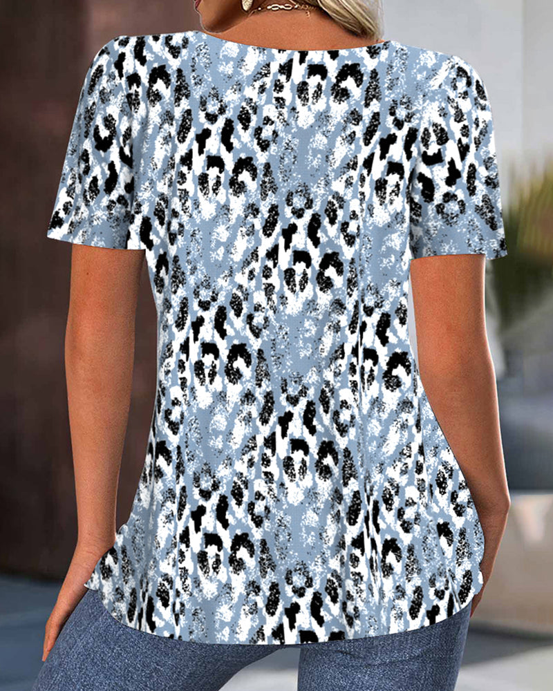 T-shirt Rund Hals Kort Ärm Tryckt
