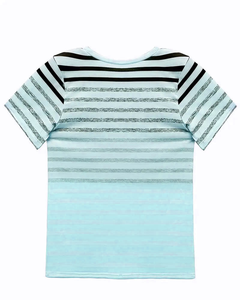T-Shirt Rund Hals Kort Ärm Randig