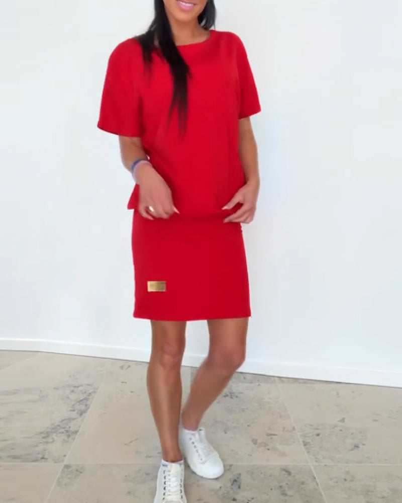Klänning Elegant Casual Solid Färg