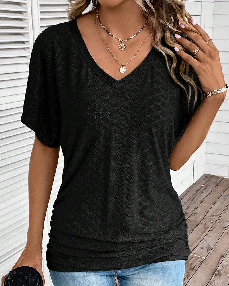T-shirt V-ringad Enfärgad Casual