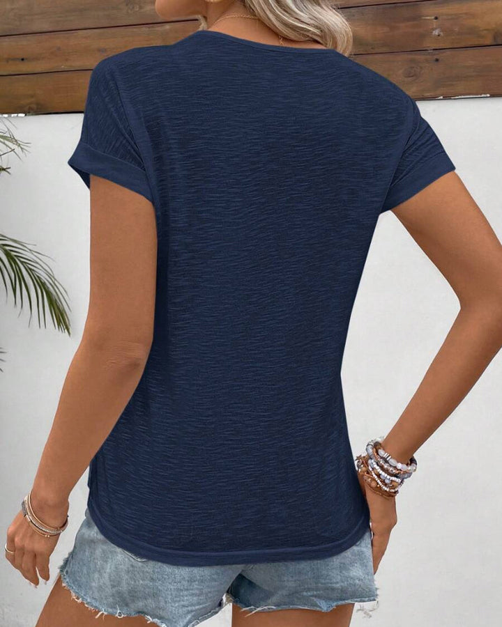 T-Shirt Rund Hals Enfärgad Kortärmad