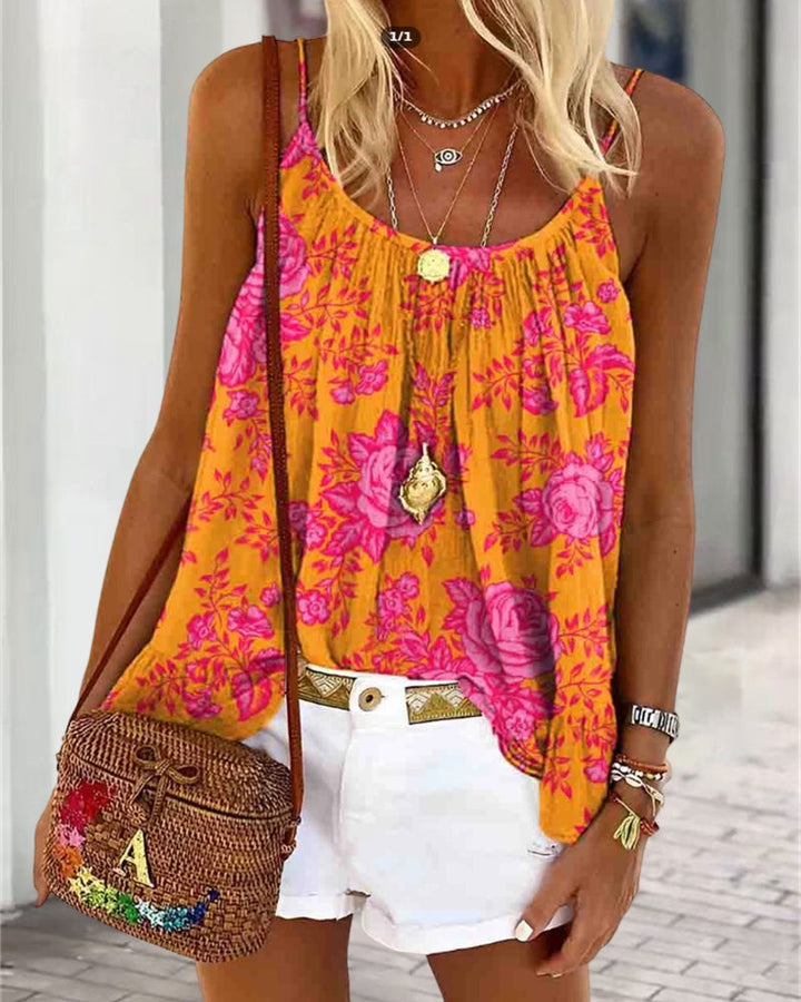 Tank Top Camisole Tryckt Casual