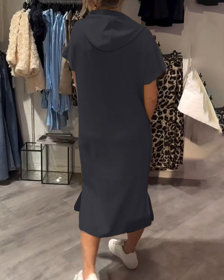 Klänning Med Huva Casual Snörning
