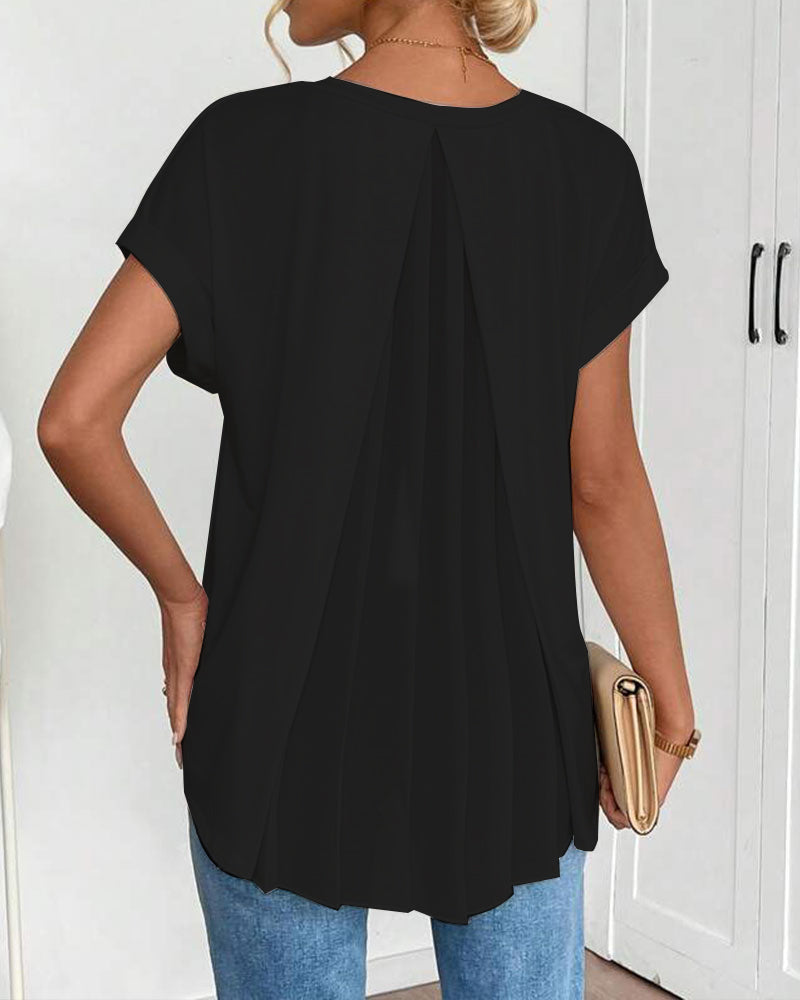 T-Shirt Kortärmad Enfärgad Lapptäcksdesign