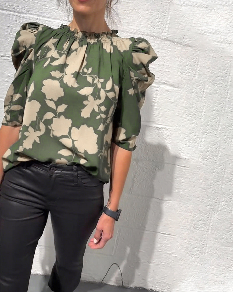 Blus Puffärm Rysch