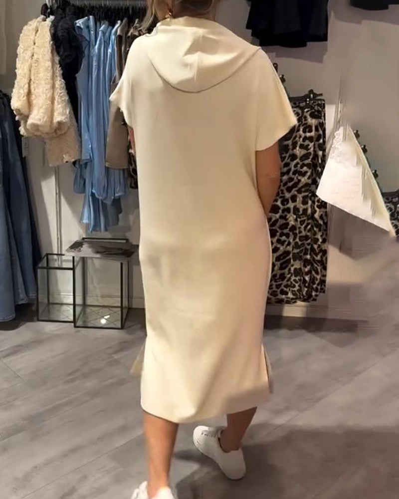 Klänning Med Huva Casual Snörning