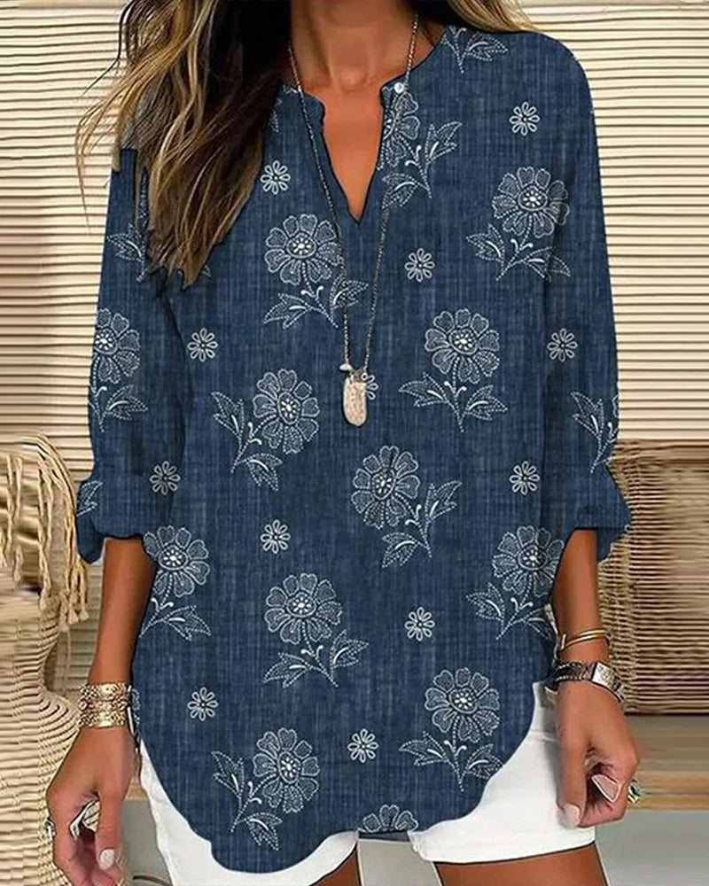 Casual blus med blommönster