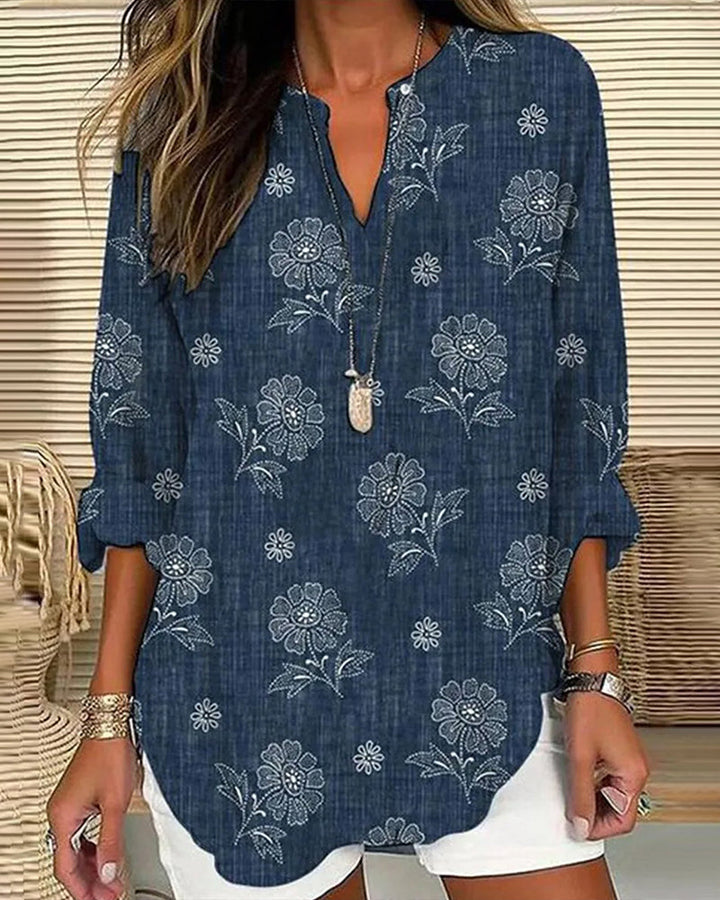 Casual blus med blommönster