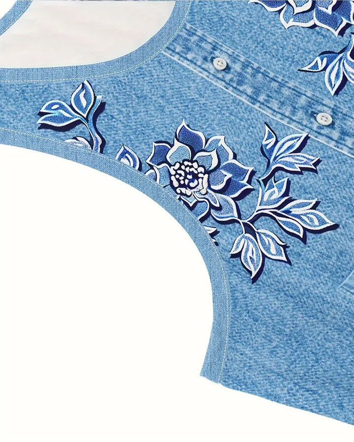 Klänning Ärmlös Imitation Denim
