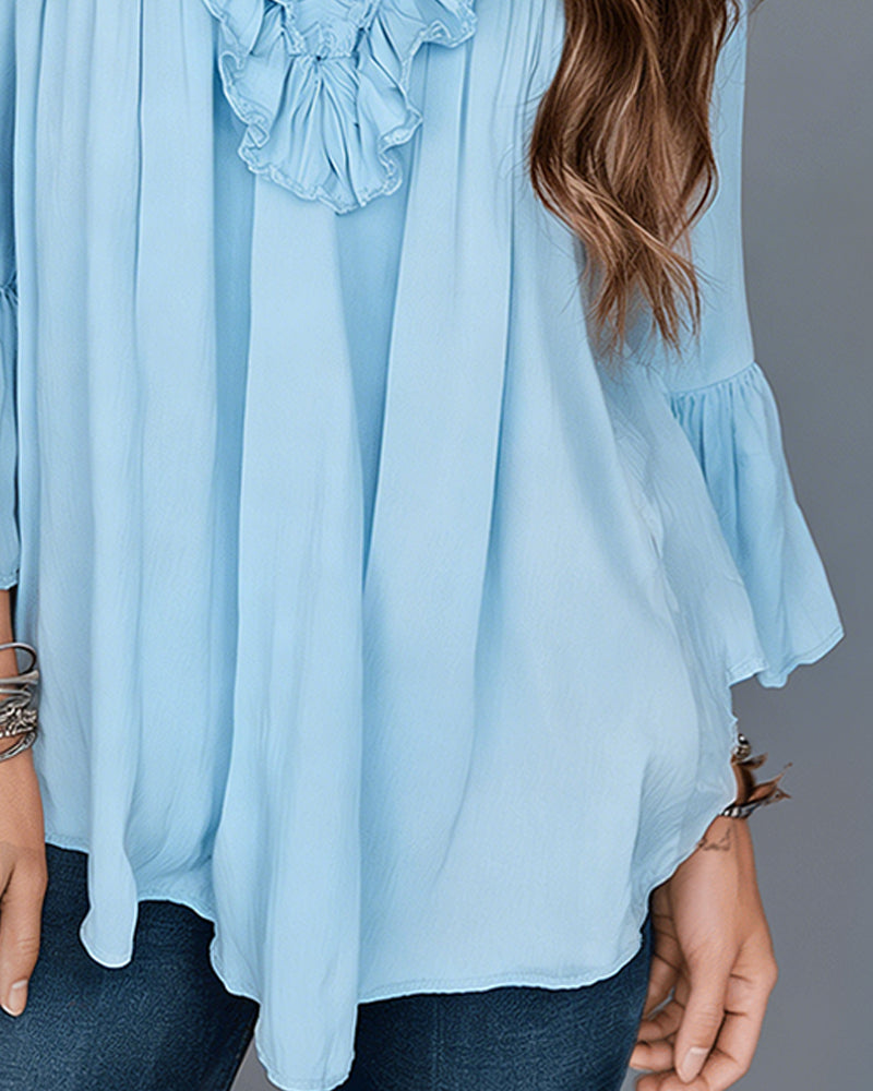 Blus Elegant V-Ringning Rysch