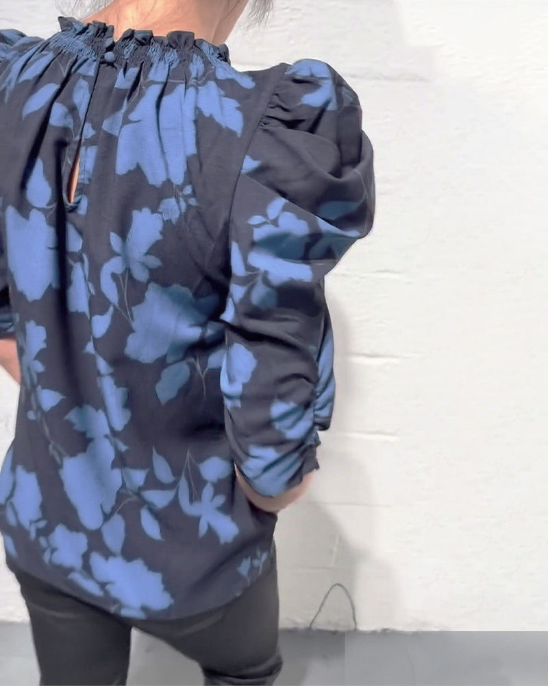 Blus Puffärm Rysch