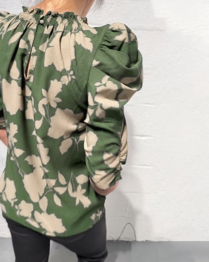 Blus Puffärm Rysch