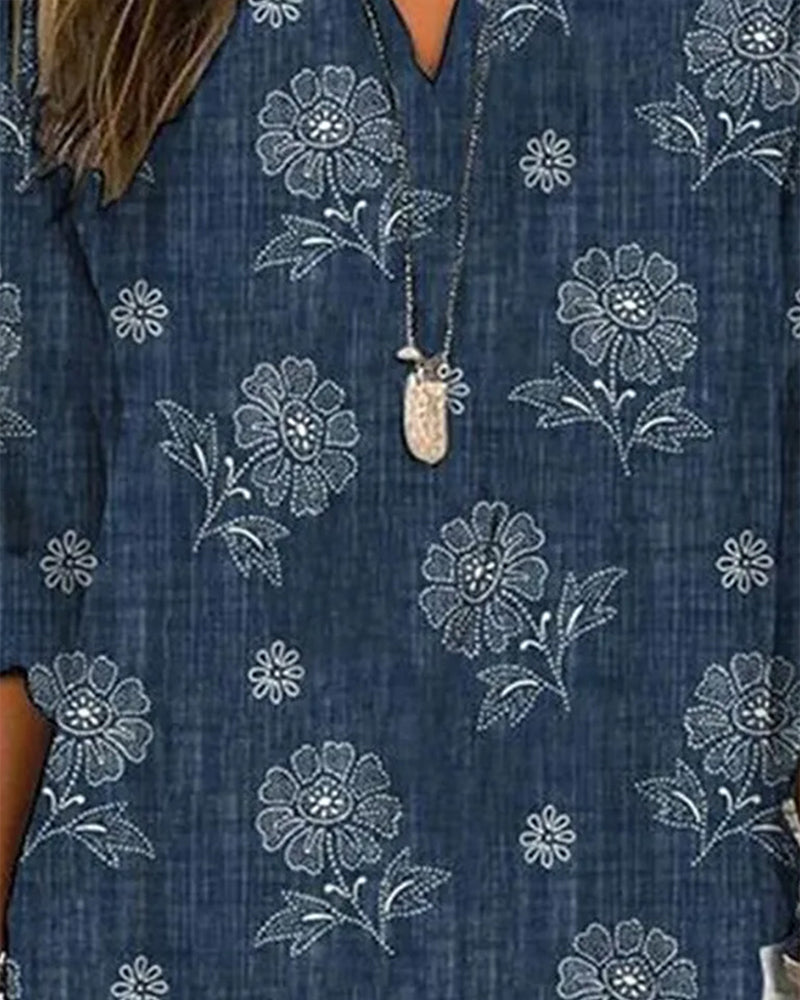 Casual blus med blommönster