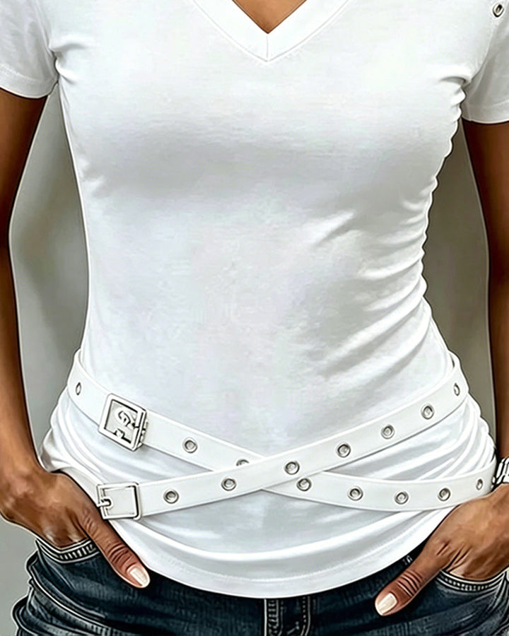 T-Shirt Kors Rem Hål Ut Slim Passform