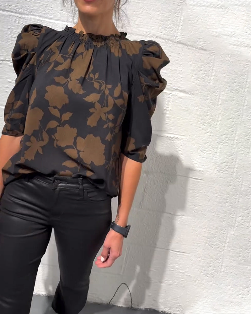Blus Puffärm Rysch
