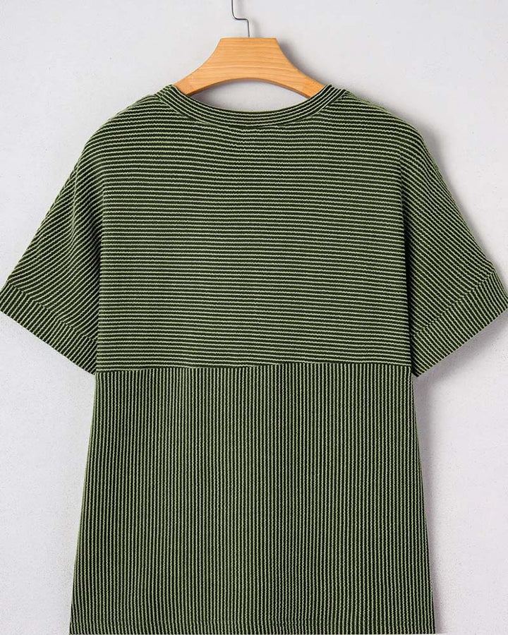 T-Shirt Randig Kort Ärm Rund Hals