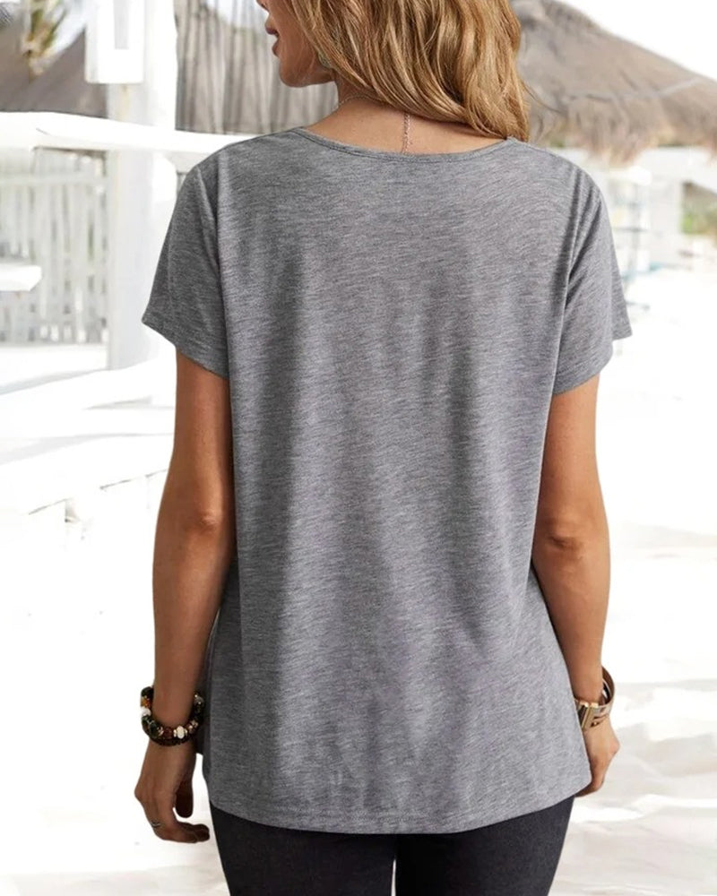Cowl Neck T-shirt med korta ärmar