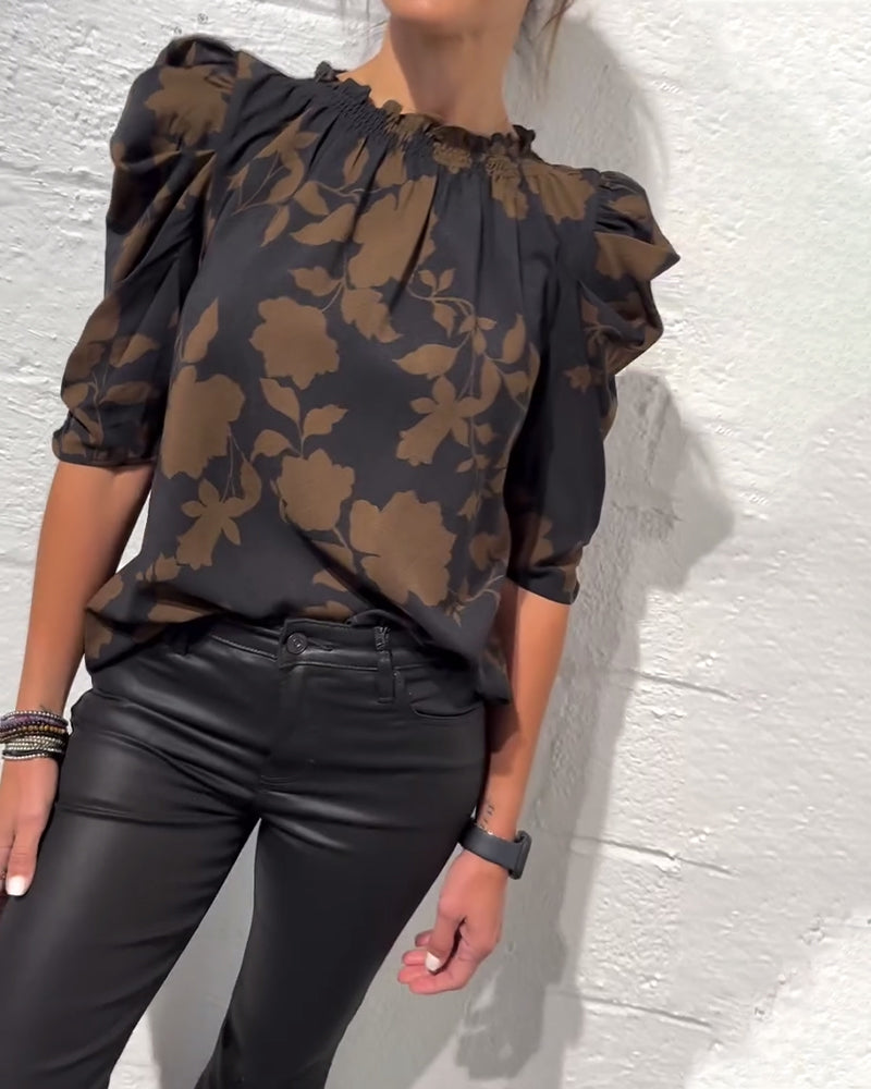 Blus Puffärm Rysch