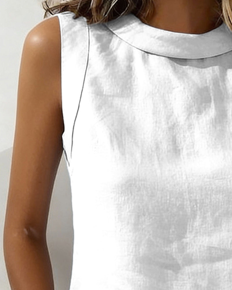 Blus Kraglös Ärmlös Elegant