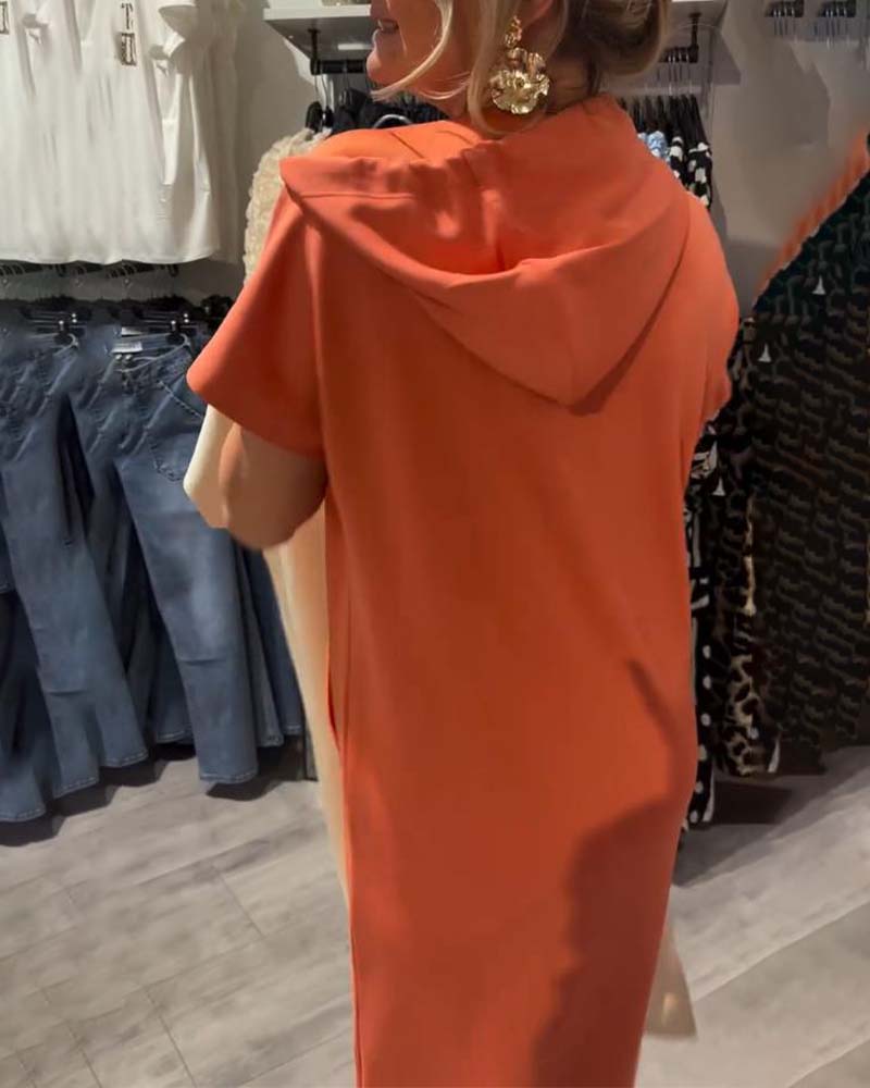 Klänning Med Huva Casual Snörning