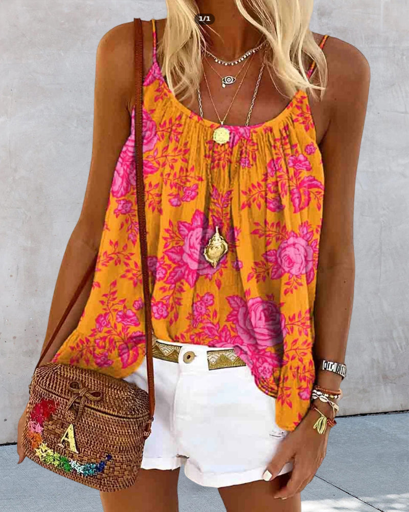 Tank Top Camisole Tryckt Casual