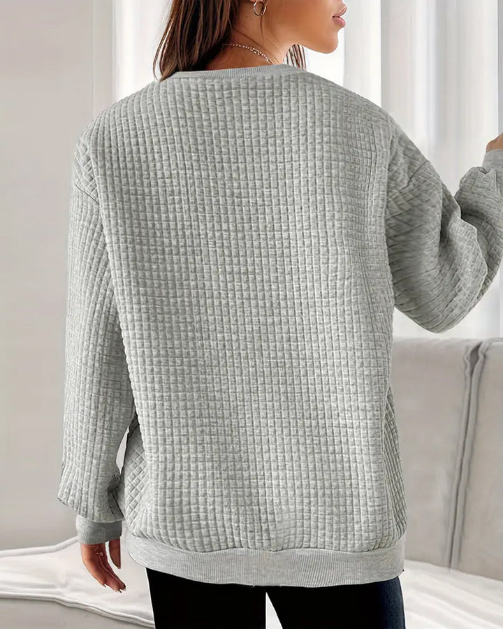 Sweatshirt Med Hjärtmönster Och Lång Ärm