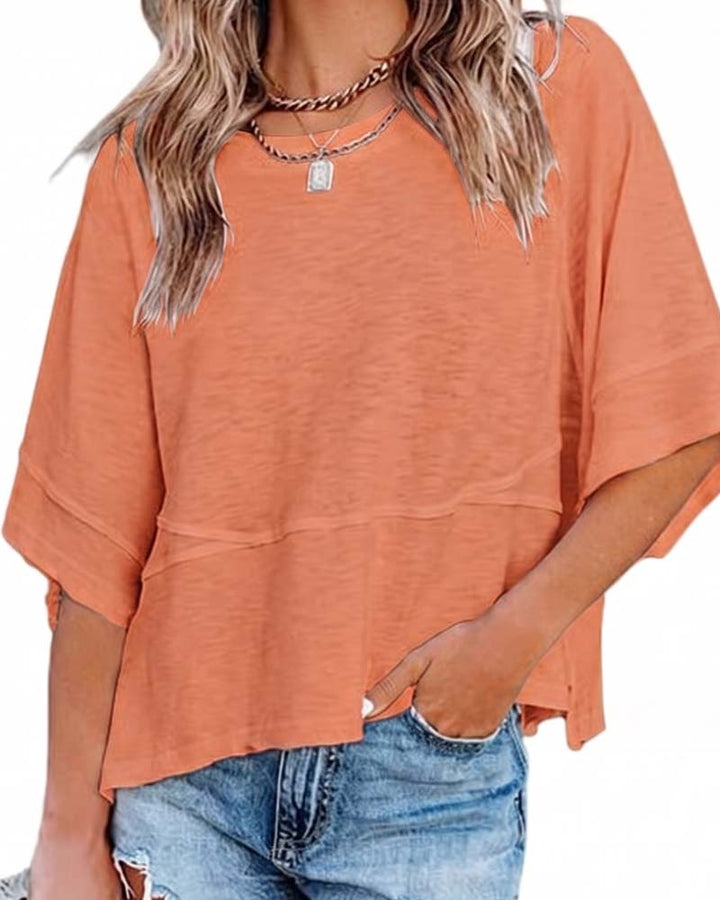 T-Tröja Panel Enfärgad Utsvängd Ärm