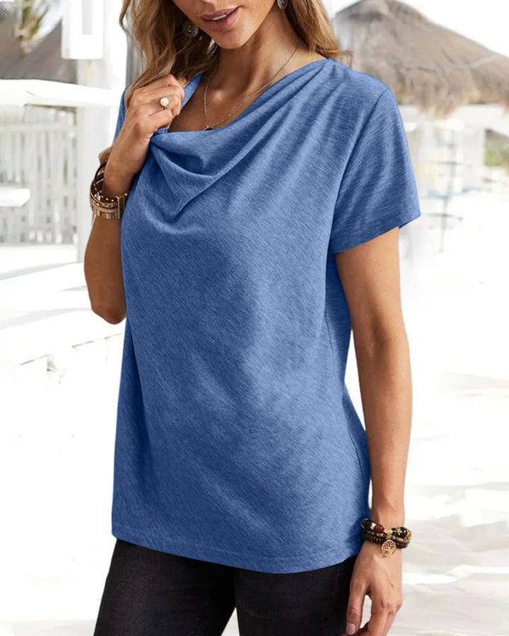 Cowl Neck T-shirt med korta ärmar