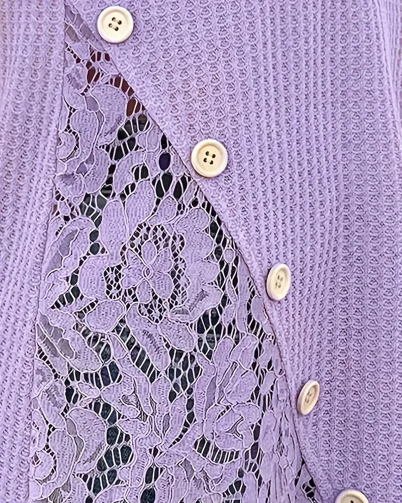 T-Shirt Spets Panel Stickad