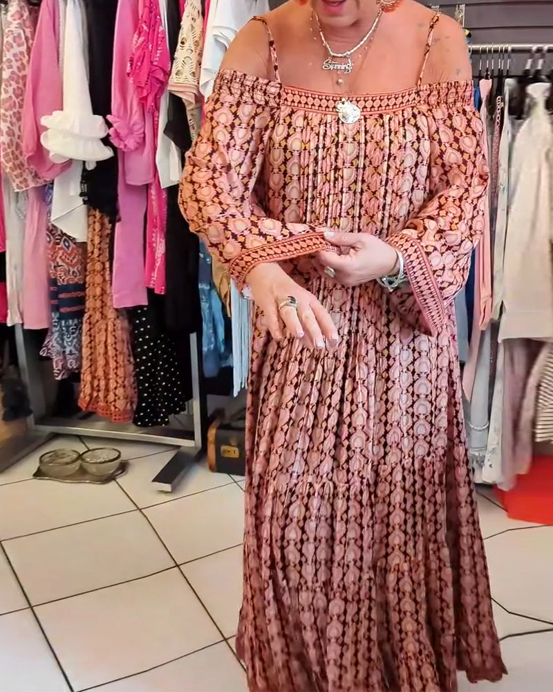 Bohemisk Stil Hängsel Lös Klänning