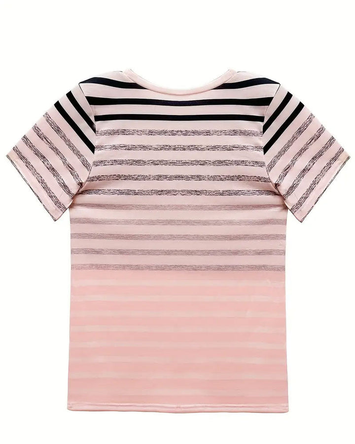 T-Shirt Rund Hals Kort Ärm Randig