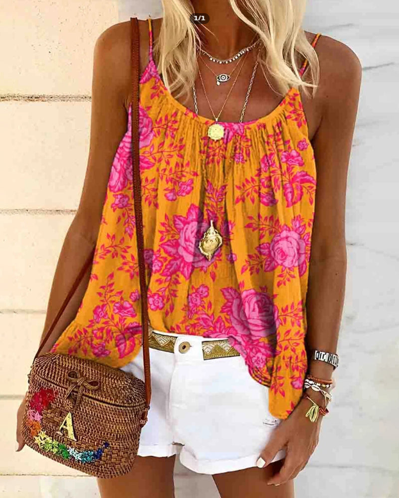Tank Top Camisole Tryckt Casual