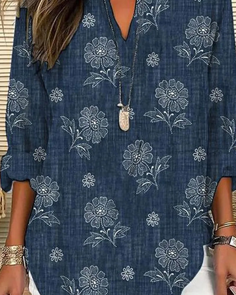 Casual blus med blommönster