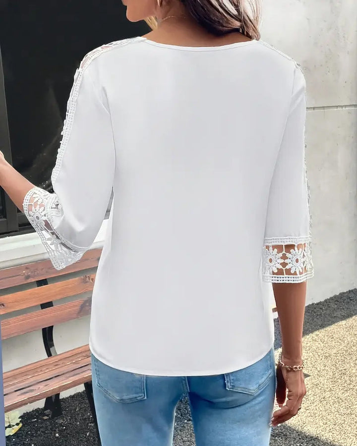T-shirt Enfärgad Hål Hake Patchwork